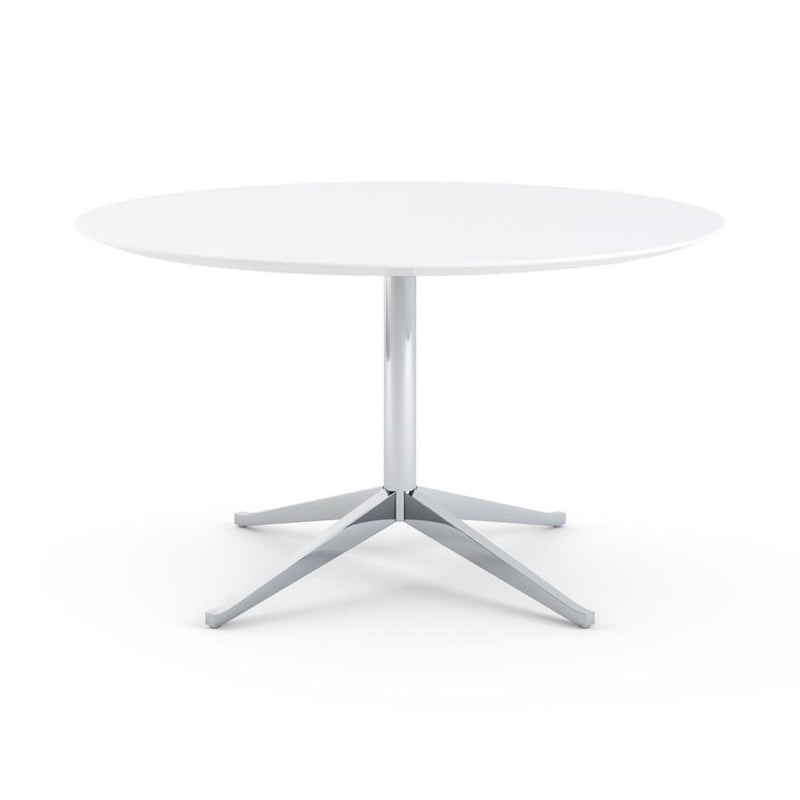 Florence Knoll 54" Round Table Dining Tables Knoll Polished chrome White Laminate 