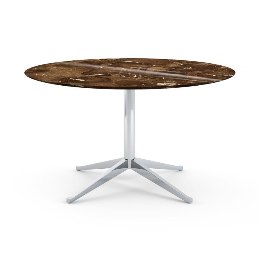 Florence Knoll 54" Round Table Dining Tables Knoll Polished chrome Espresso marble, Shiny finish 