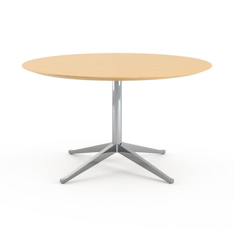 Florence Knoll 54" Round Table Dining Tables Knoll Polished chrome Natural Oak 