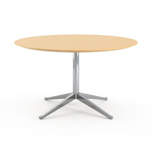 Florence Knoll 54" Round Table Dining Tables Knoll Polished chrome Natural Oak 