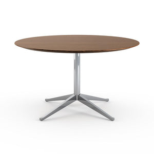 Florence Knoll 54" Round Table Dining Tables Knoll Polished chrome Medium Brown Mahogany 