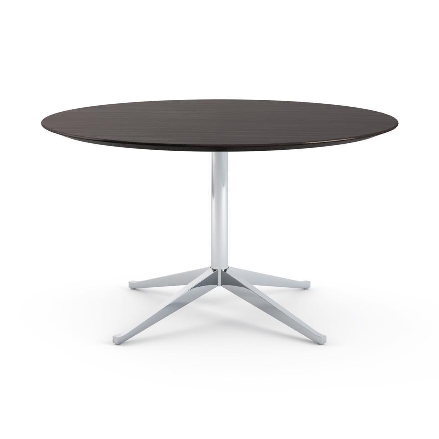 Florence Knoll 54" Round Table Dining Tables Knoll Polished chrome Ebonized Oak 