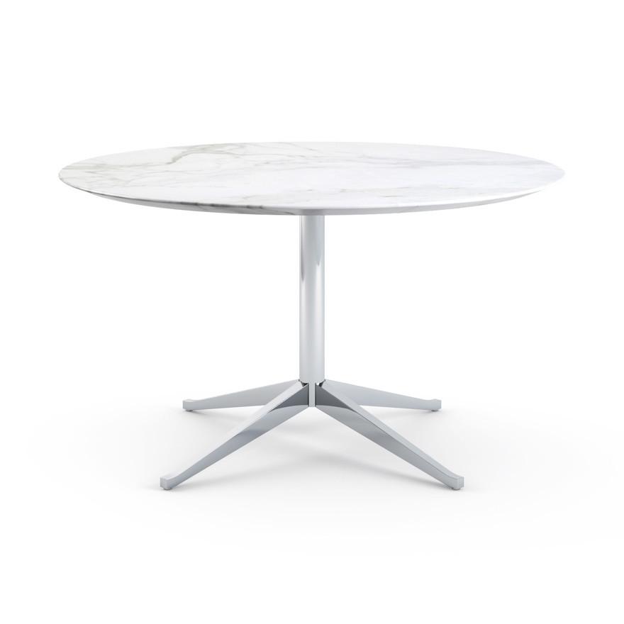 Florence Knoll 54" Round Table Dining Tables Knoll Polished chrome Carrara marble, Satin finish 