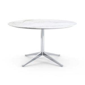 Florence Knoll 54" Round Table Dining Tables Knoll Polished chrome Carrara marble, Satin finish 