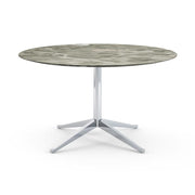 Florence Knoll 54" Round Table Dining Tables Knoll Polished chrome Grey marble, Satin finish 