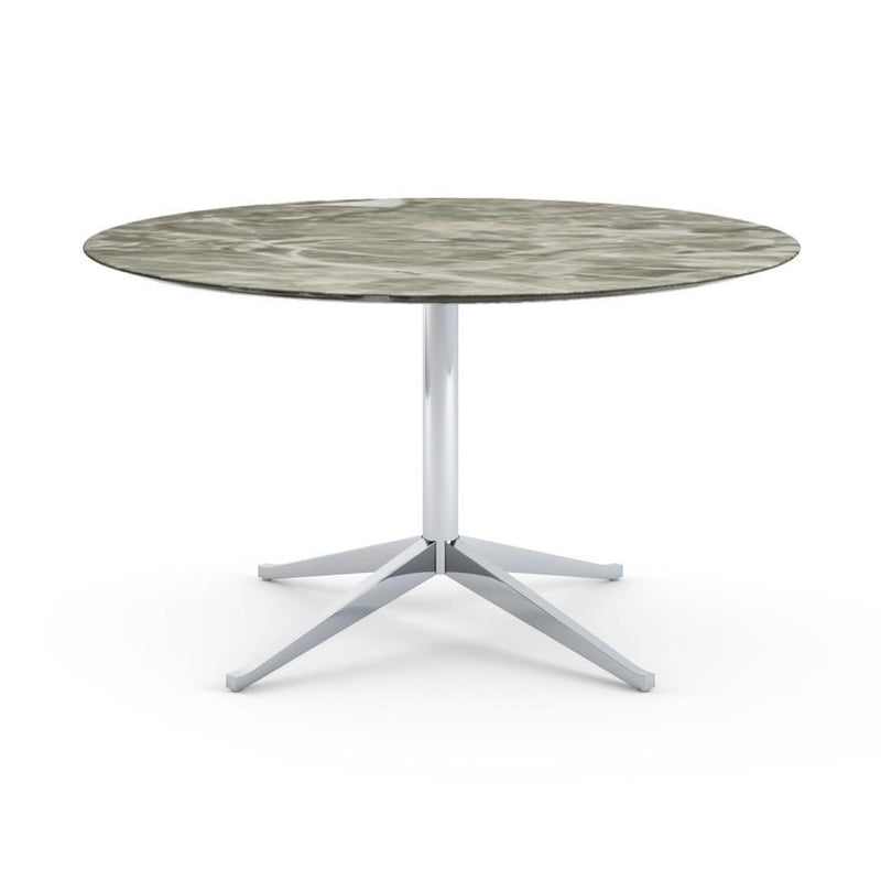 Florence Knoll 54" Round Table Dining Tables Knoll Polished chrome Grey marble, Satin finish 