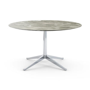 Florence Knoll 54" Round Table Dining Tables Knoll Polished chrome Grey marble, Shiny finish 