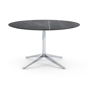 Florence Knoll 54" Round Table Dining Tables Knoll Polished chrome Grigio Marquina marble, Satin finish 