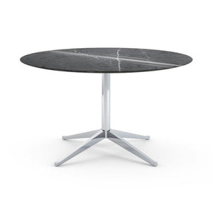 Florence Knoll 54" Round Table Dining Tables Knoll Polished chrome Grigio Marquina marble, Shiny finish 