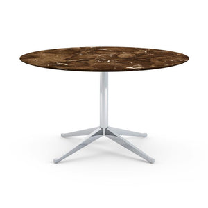 Florence Knoll 54" Round Table Dining Tables Knoll Polished chrome Espresso marble, Satin finish 