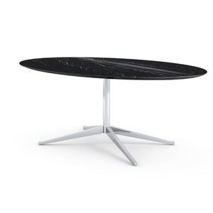 Florence Knoll 78" Oval Table Dining Tables Knoll Polished chrome Nero Marquina marble, Shiny finish 