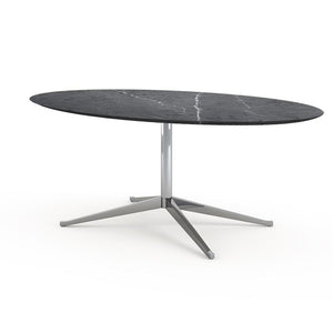 Florence Knoll 78" Oval Table Dining Tables Knoll Polished chrome Grigio Marquina marble, Satin finish 