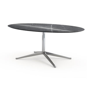 Florence Knoll 78" Oval Table Dining Tables Knoll Polished chrome Grigio Marquina marble, Shiny finish 