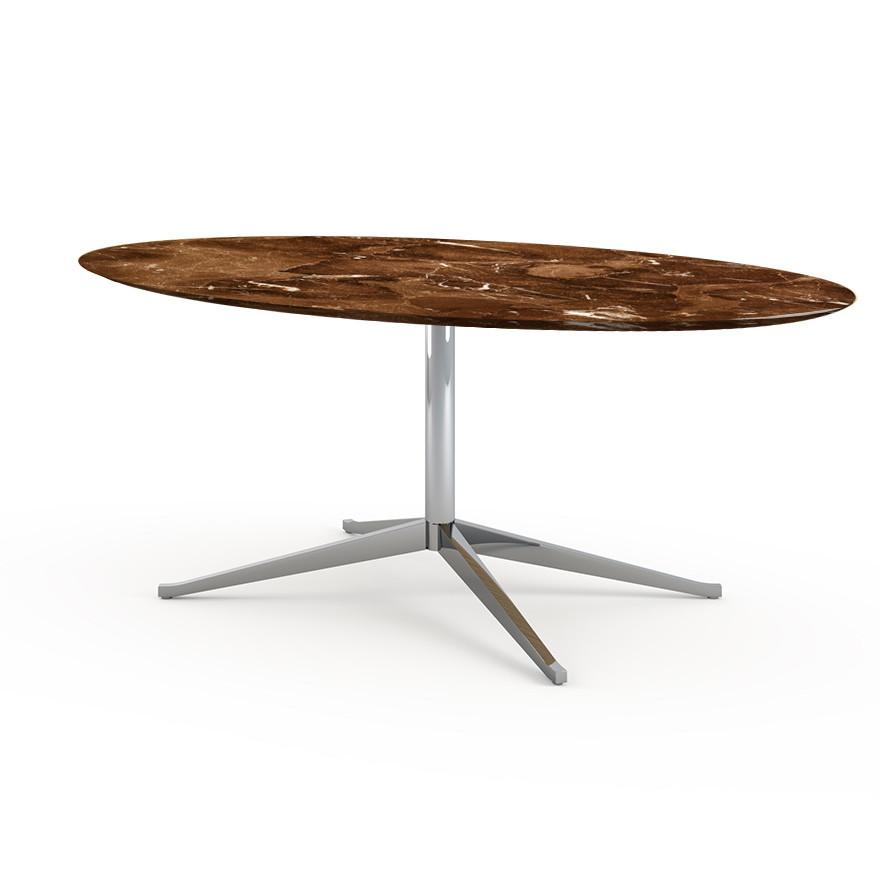 Florence Knoll 78" Oval Table Dining Tables Knoll Polished chrome Espresso marble, Satin finish 