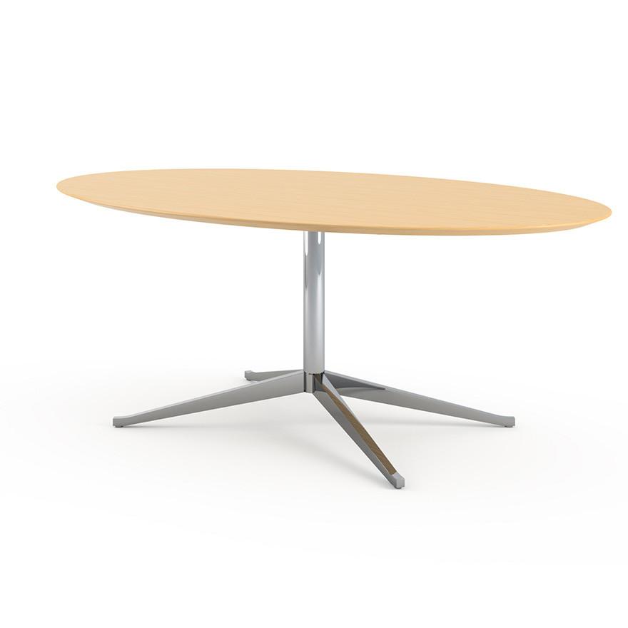 Florence Knoll 78&quot; Oval Table Dining Tables Knoll Polished chrome Natural Oak 