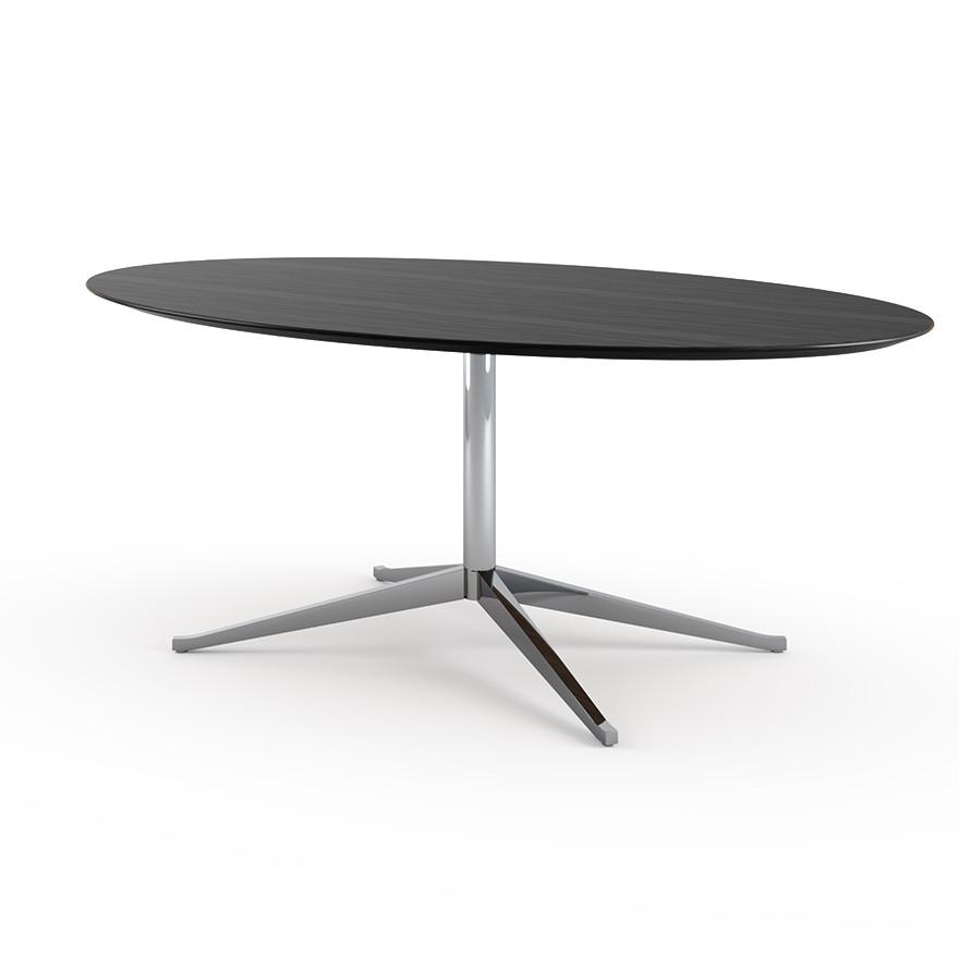 Florence Knoll 78" Oval Table Dining Tables Knoll Polished chrome Ebonized Oak 