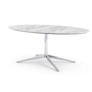 Florence Knoll 78" Oval Table Dining Tables Knoll Polished chrome Carrara marble, Satin finish 