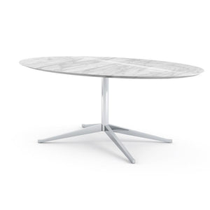 Florence Knoll 78" Oval Table Dining Tables Knoll Polished chrome Carrara marble, Shiny finish 