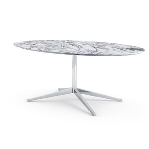 Florence Knoll 78" Oval Table Dining Tables Knoll Polished chrome Arabescato marble, Satin finish 