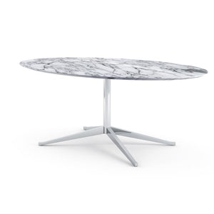Florence Knoll 78" Oval Table Dining Tables Knoll Polished chrome Arabescato marble, Shiny finish 