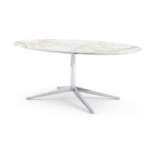 Florence Knoll 78" Oval Table Dining Tables Knoll Polished chrome Calacatta marble, Satin finish 