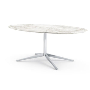 Florence Knoll 78" Oval Table Dining Tables Knoll Polished chrome Calacatta marble, Shiny finish 