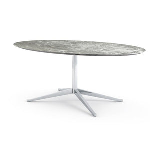 Florence Knoll 78" Oval Table Dining Tables Knoll Polished chrome Grey marble, Satin finish 
