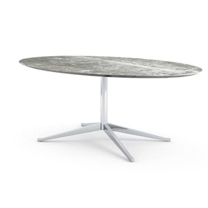 Florence Knoll 78" Oval Table Dining Tables Knoll Polished chrome Grey marble, Shiny finish 
