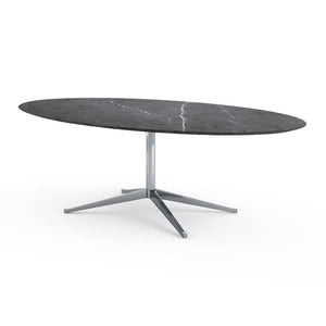 Florence Knoll 96" Oval Table Dining Tables Knoll Polished chrome Grigio Marquina marble, Satin finish 