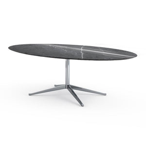 Florence Knoll 96" Oval Table Dining Tables Knoll Polished chrome Grigio Marquina marble, Shiny finish 