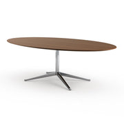 Florence Knoll 96" Oval Table Dining Tables Knoll Polished chrome Medium Brown Mahogany 