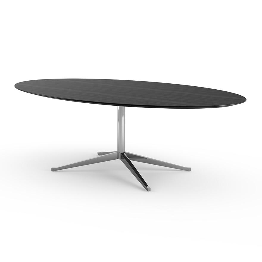 Florence Knoll 96" Oval Table Dining Tables Knoll Polished chrome Ebonized Oak 