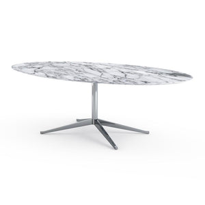 Florence Knoll 96" Oval Table Dining Tables Knoll Polished chrome Calacatta marble, Shiny finish 