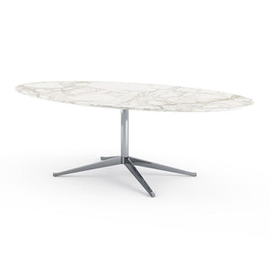 Florence Knoll 96" Oval Table Dining Tables Knoll Polished chrome Arabescato marble, Satin finish 