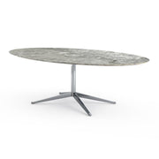 Florence Knoll 96" Oval Table Dining Tables Knoll Polished chrome Grey marble, Satin finish 