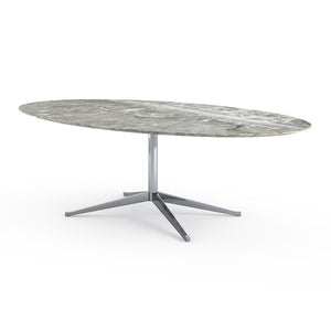 Florence Knoll 96" Oval Table Dining Tables Knoll Polished chrome Grey marble, Shiny finish 