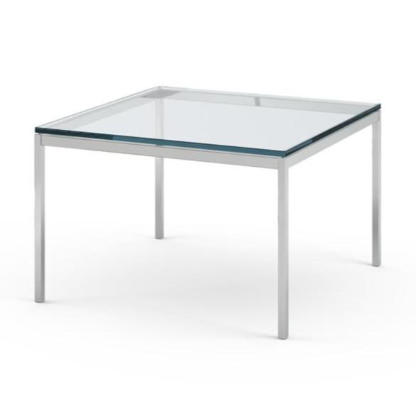 Florence Knoll Small End Table Coffee Tables Knoll Polished chrome Clear Glass 