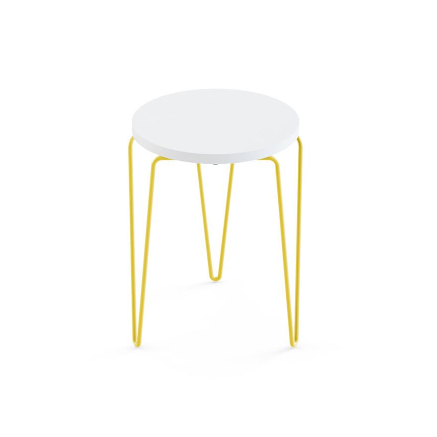 Florence Knoll Hairpin™ Stacking Table table Knoll Laminate - White Painted Steel - Yellow 