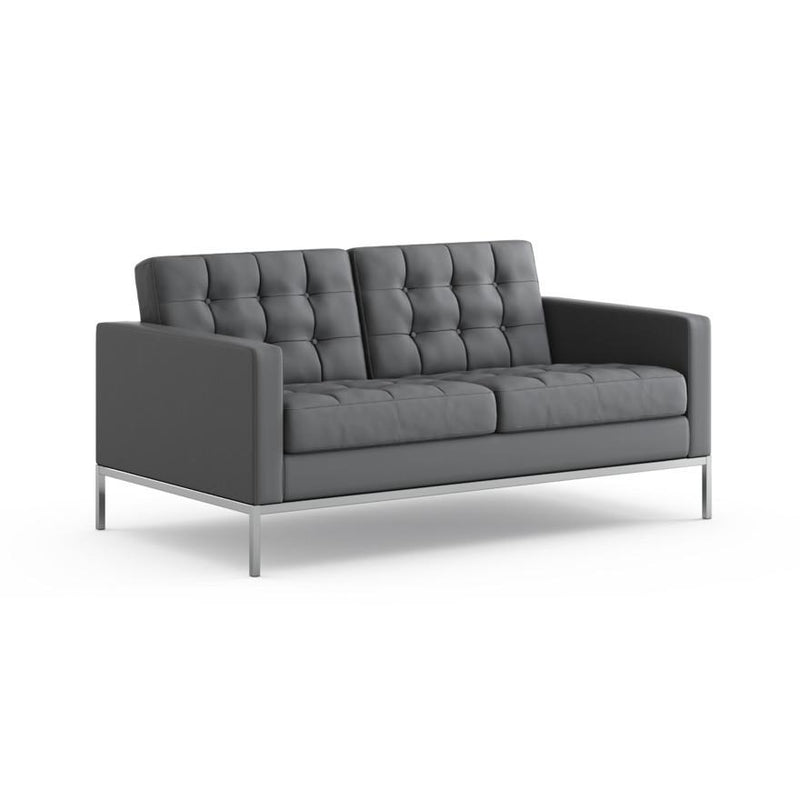 Florence Knoll Relaxed Settee sofa Knoll Prairie Leather - Sterling 