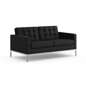 Florence Knoll Relaxed Settee sofa Knoll Acqua Leather - Black Sea 