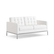 Florence Knoll Relaxed Settee sofa Knoll Acqua Leather - Bering Sea 