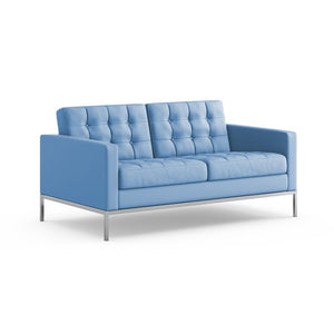 Florence Knoll Relaxed Settee sofa Knoll Acqua Leather - Blue Marlin 