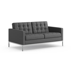 Florence Knoll Relaxed Settee sofa Knoll Sabrina Leather - Thundercloud 