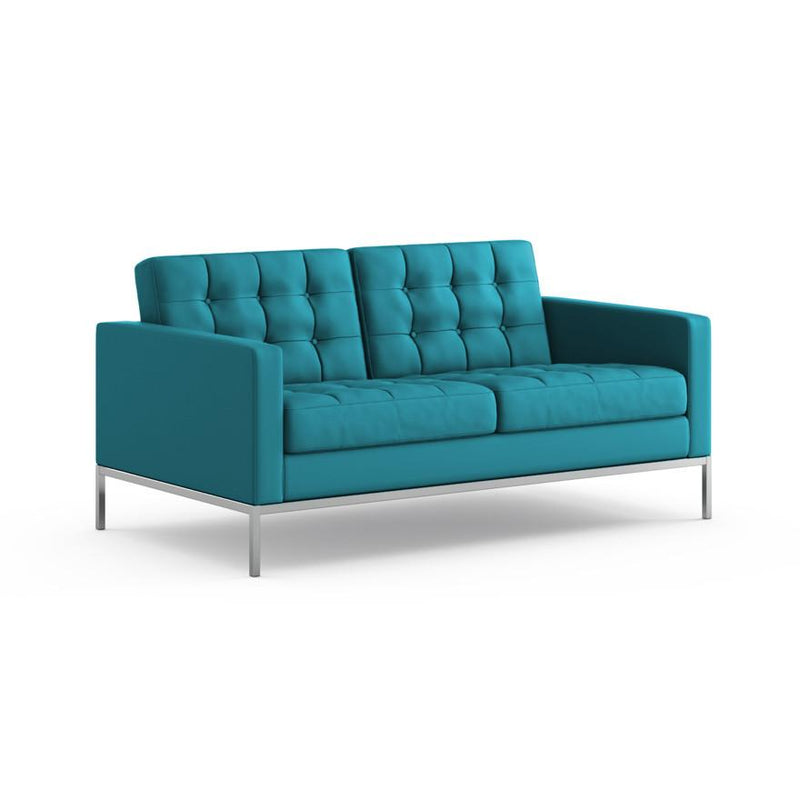 Florence Knoll Relaxed Settee sofa Knoll Sabrina Leather - Glacier Bay 