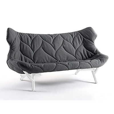 Foliage Sofa Sofa Kartell White Legs trevira - grey (C) 