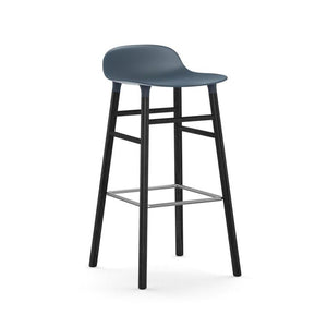 Form stool Stools Normann Copenhagen 29.5" Bar Black Lacquered Oak Blue