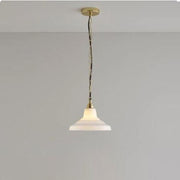 Glass School Pendant Light Pendant Lights Original BTC Small Opal and Brass 