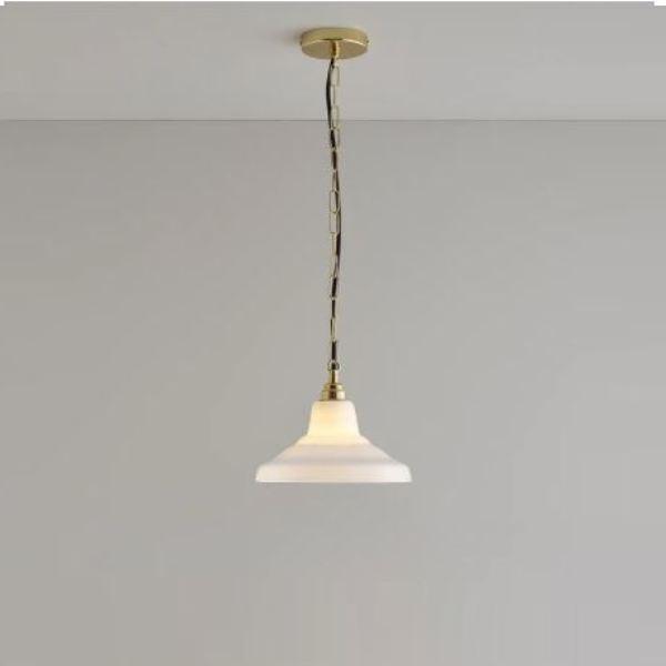 Glass School Pendant Light Pendant Lights Original BTC Small Opal and Brass 