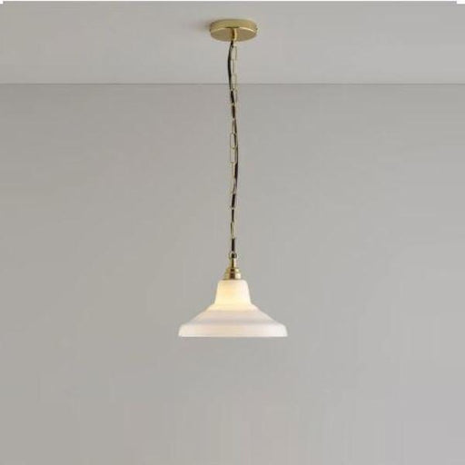 Glass School Pendant Light Pendant Lights Original BTC Small Opal and Brass 