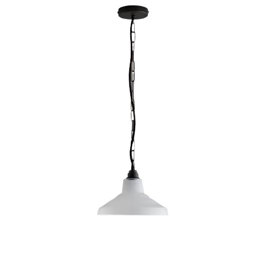 Glass School Pendant Light Pendant Lights Original BTC Small Opal and Weathered Brass 